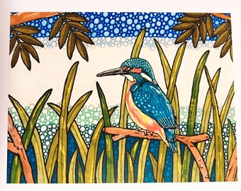 Kingfisher Greetings Card - blank inside, nature lovers, wildlife, bird