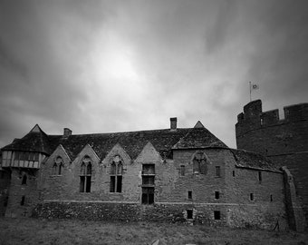Stokesay Castle Greetings Card- Black and White Photography