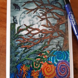 Woodland Night - Carte de voeux/carte de correspondance vierges, pour toutes les occasions.