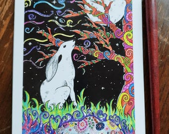 Festival Moon Gazing Hare blank greetings card.