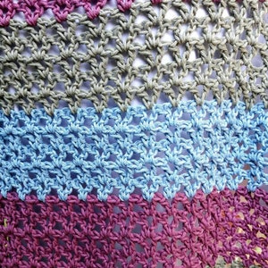 100% Cotton Shawl / Triangle Scarf crochet, stripe, weighty drape. image 6