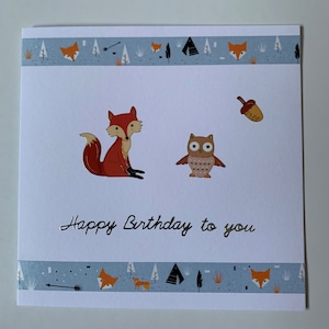 Cartão de aniversário Woodland - Fox and Friends - Vários designs