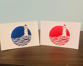 Lighthouse Greetings Card - Elegant - Metallic - Any occasion - different colours available