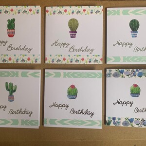 Tarjetas de cumpleaños con cactus hechas a mano