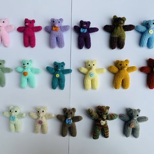 Mini Teddy Bears - 7.5cm Knitted - Come in a range of colours!