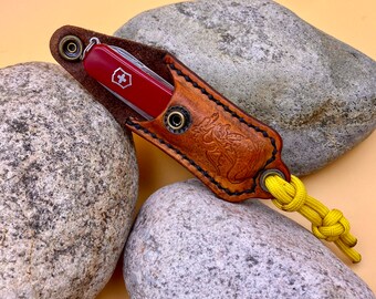 Victorinox Classic SD Pocket Knife in Handmade Leather Sheath- Dragon