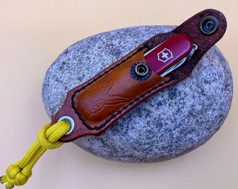 Victorinox Classic SD Pocket Knife in Handmade Leather Sheath- Butterfly