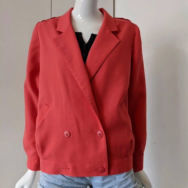 Vintage 80s Jacket/80s Cerise Red Jacket/made in UK/Women's Jacket/Vintage Clothes/Vintage Clothing/80s Clothes/Boxy Jacket/True Vintage 80s