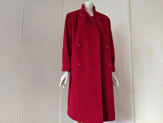 Vintage 80s Red Wool Coat/Vintage Coat/Red Coat/Wo
