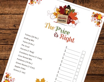The Price is Right Thanksgiving-spel (direct downloaden en afdrukken)