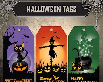 Halloween Tags, Halloween Labels, Digital Download, Printable Labels, Spooky Tags