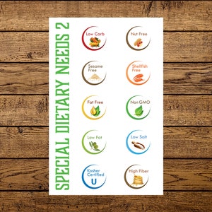 Food Labels / Special Dietary Needs Icons / Allergy Icons 2