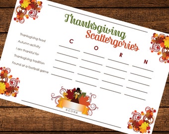 Thanksgiving Scattergories. Thanksgiving Word Game Printable - Etsy