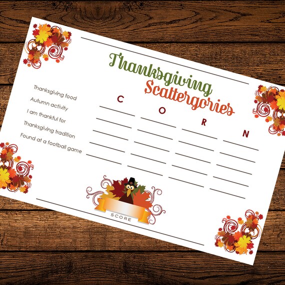 Scattergories Thanksgiving (PRINTABLE GAME)