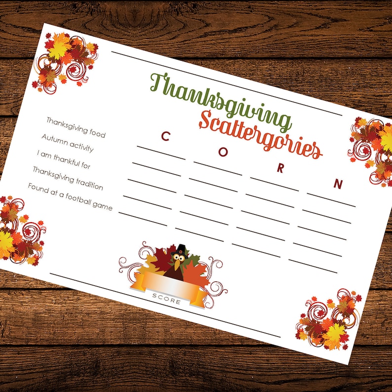 Scattergories Thanksgiving (PRINTABLE GAME) - Etsy
