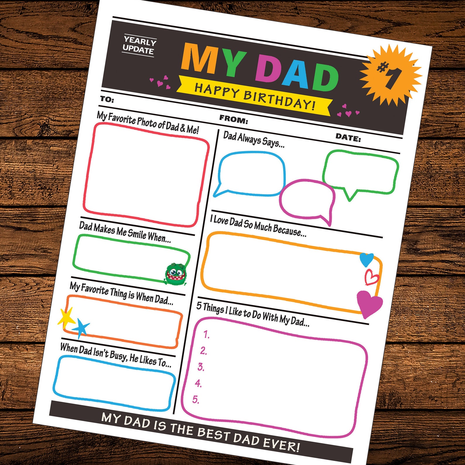 Happy Birthday Dad DOWNLOAD &amp; PRINT - Etsy