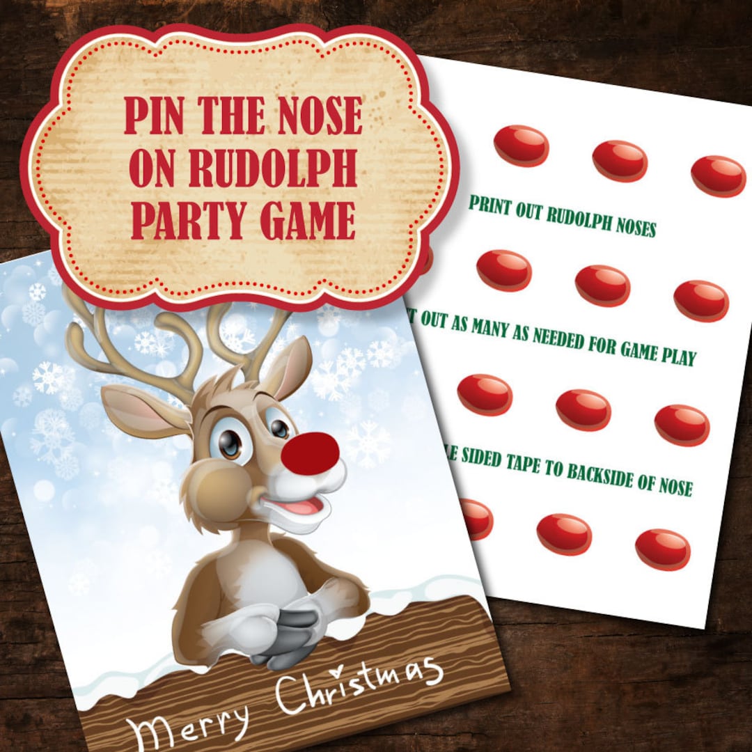 Pin the Nose on Rudolph Party Game - Etsy
