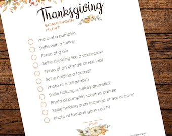 Thanksgiving Scavenger Hunt with Option to Customize (DOWNLOAD & PRINT)