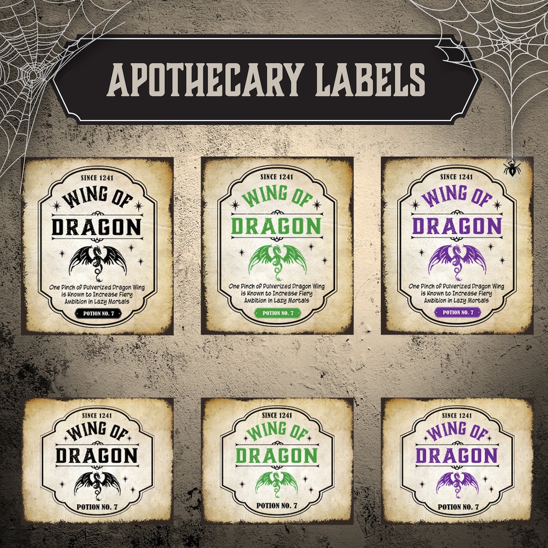 6 Unique Apothecary Labels / Halloween Tags (PRINTABLE) - Etsy