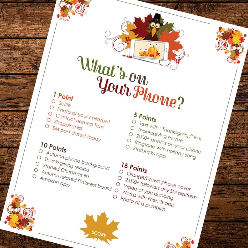 Thanksgiving Trivia Game, Think Fast Game, Thanksgiving Printable Games,  Fun Friendsgiving Game, Zoom Game, Family Game, Instant Download