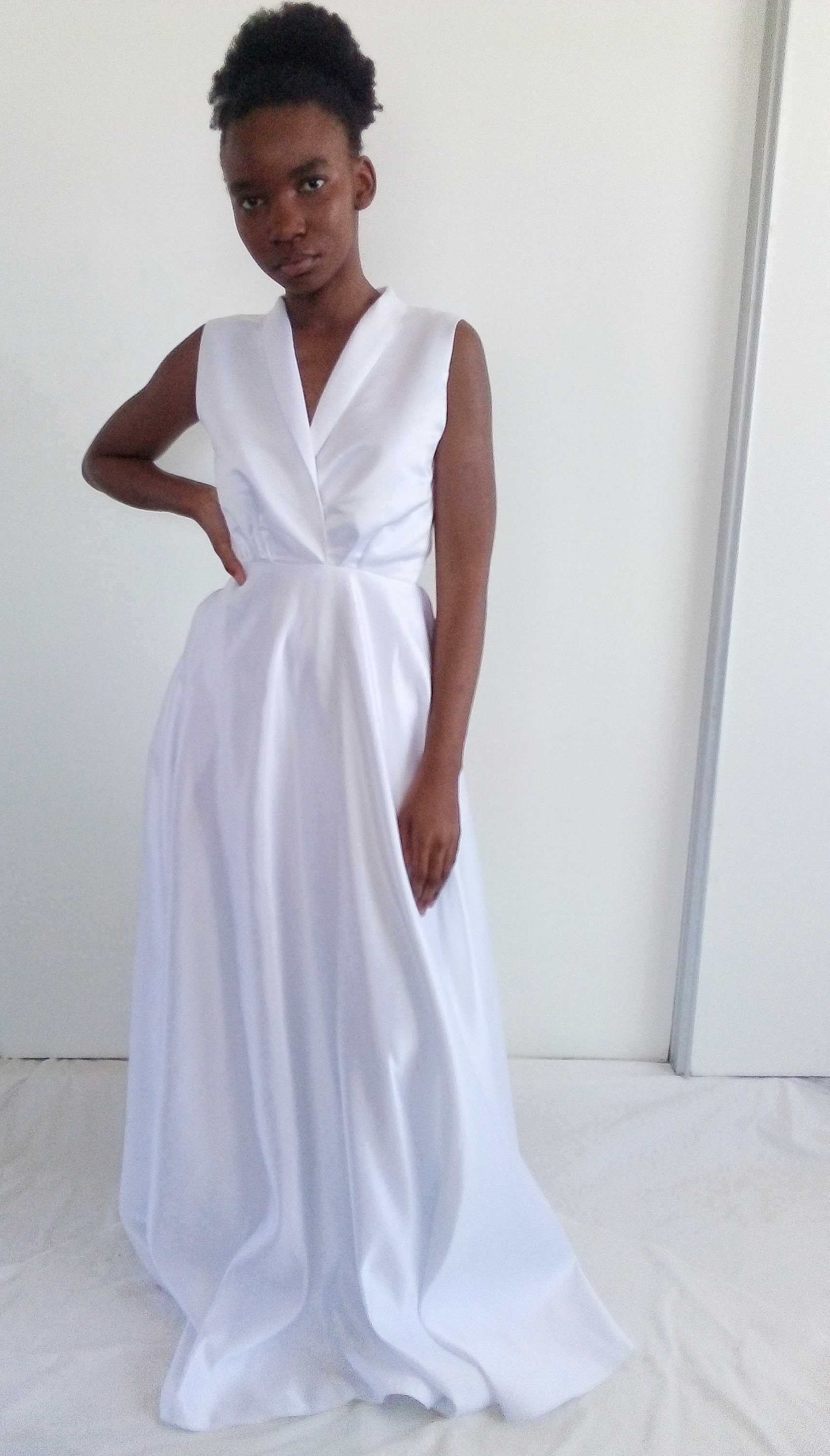 minimalist white gown
