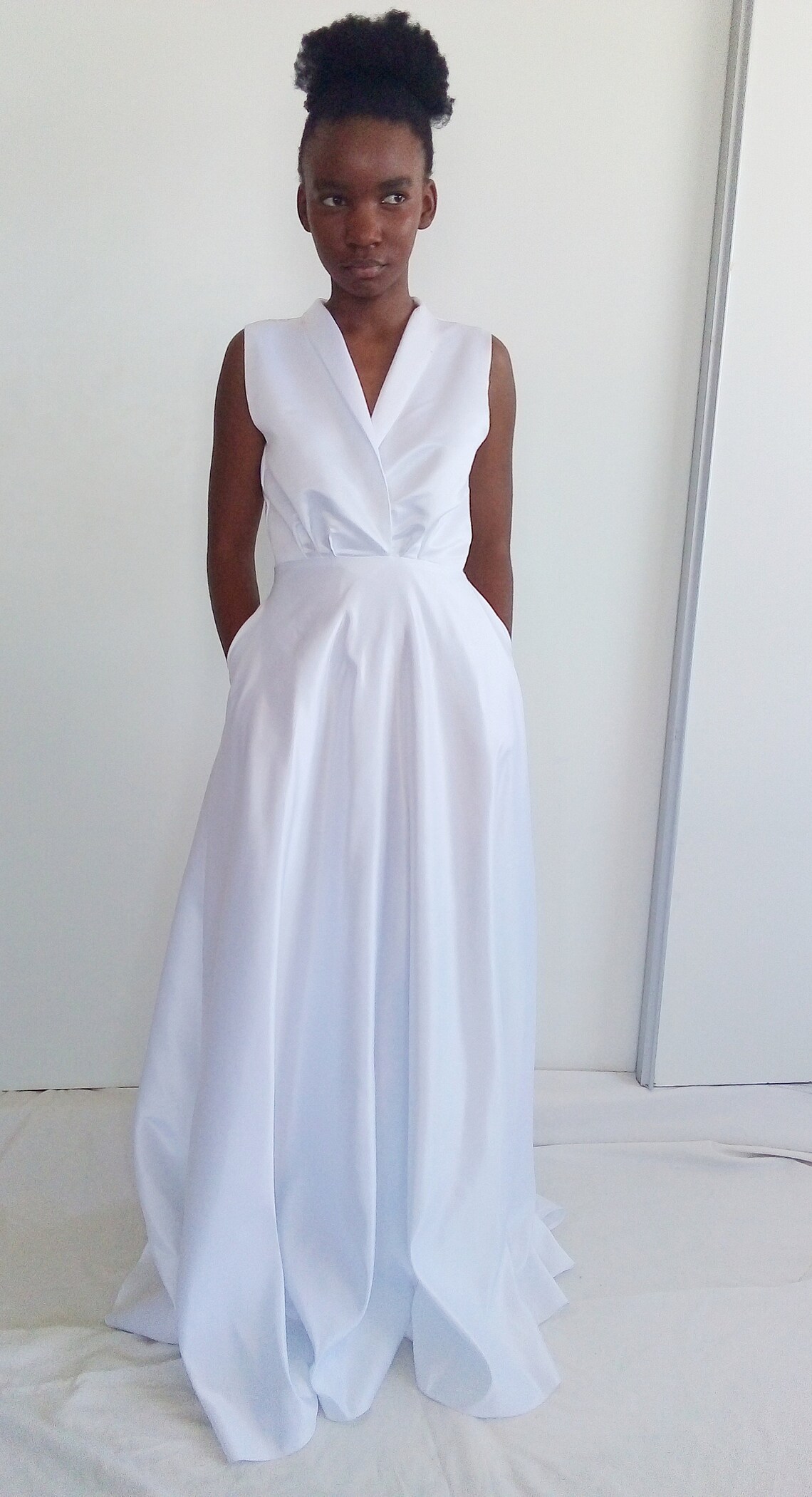 minimalist white gown