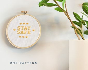 Easy Cross Stitch Pattern - PDF Download - Stay Safe