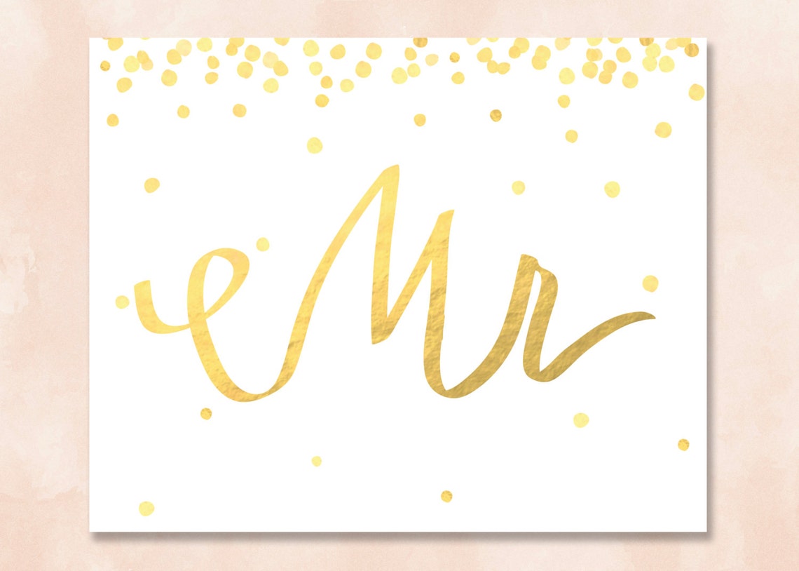 Mrs &amp; Mrs Signs +INSTANT DOWNLOAD + 8x10 +gold Style + Printable File ...