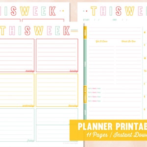 Planer Arbeitsblätter + Blanko + Sofort Download + DIY Ausdrucke + Bunt