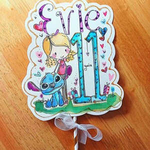 Personalised Cake topper custom personalised handrawn and handpainted watercolour art image 4