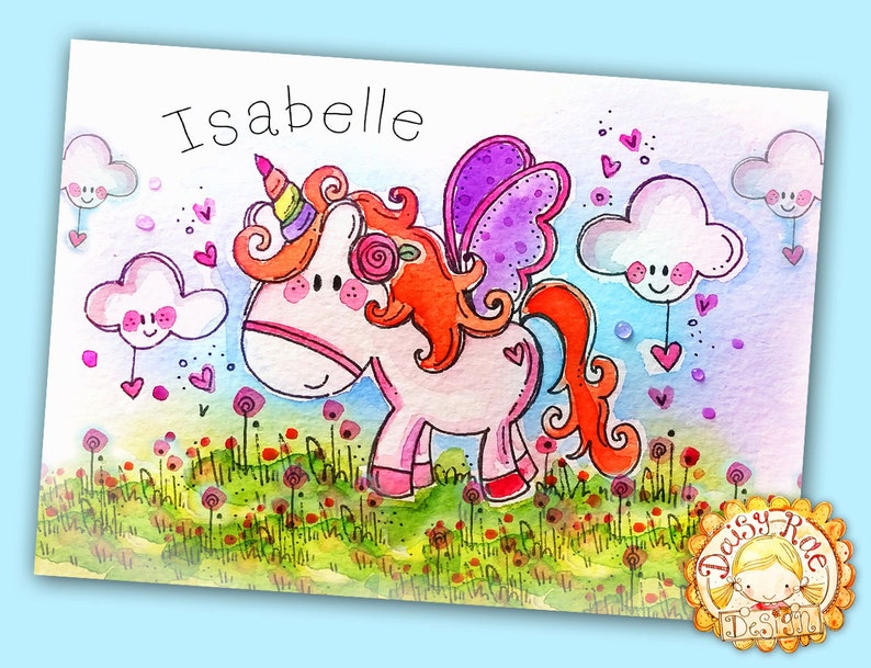 Unicorn A4 Personalised Print of an Original Watercolour - Etsy