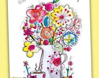 A4 personalised print of an original watercolour artwork 'Flowers in Bloom'