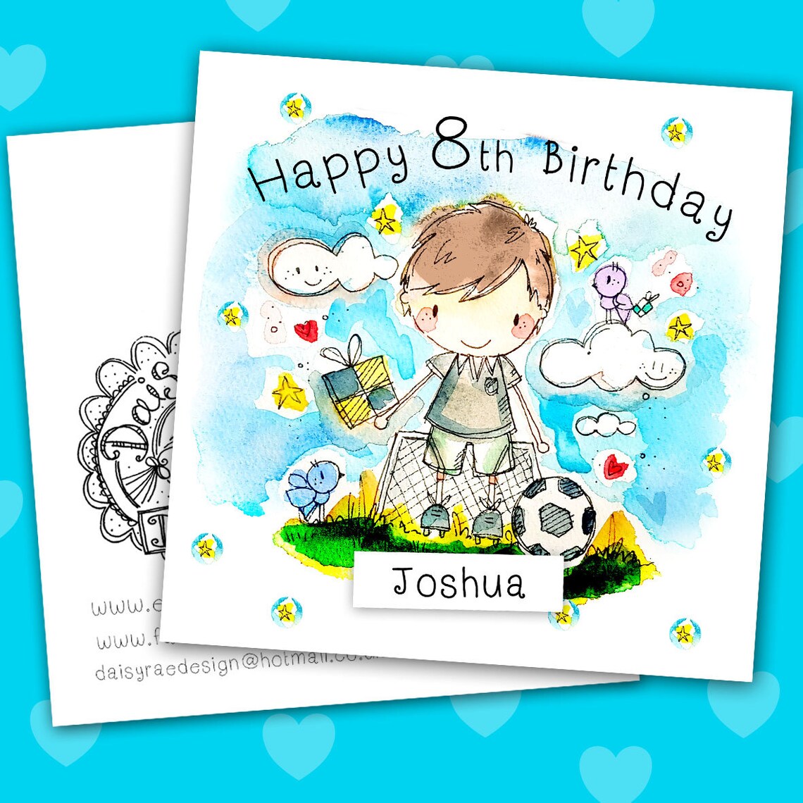 Footballer Happy Birthday Watercolour Print Card With Lots of | Etsy UK