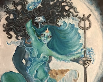 Stampa artistica personalizzata, stampa unica fatta a mano raffigurante la danza degli dei, arte della dea, poster d'arte personalizzato, splendida arte spirituale da parete.