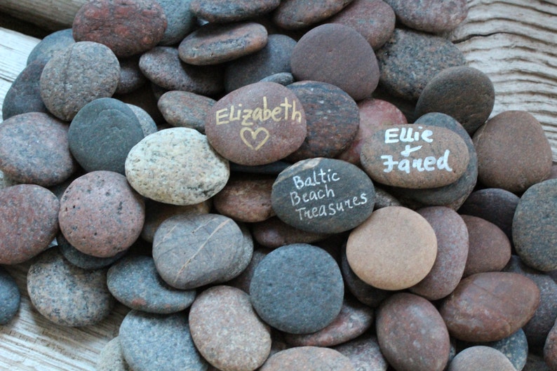 70 Pcs Wedding Guest Book Beach Wedding Stones Beach Stones Etsy