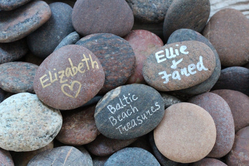 70 Pcs Wedding Guest Book Beach Wedding Stones Beach Stones Etsy