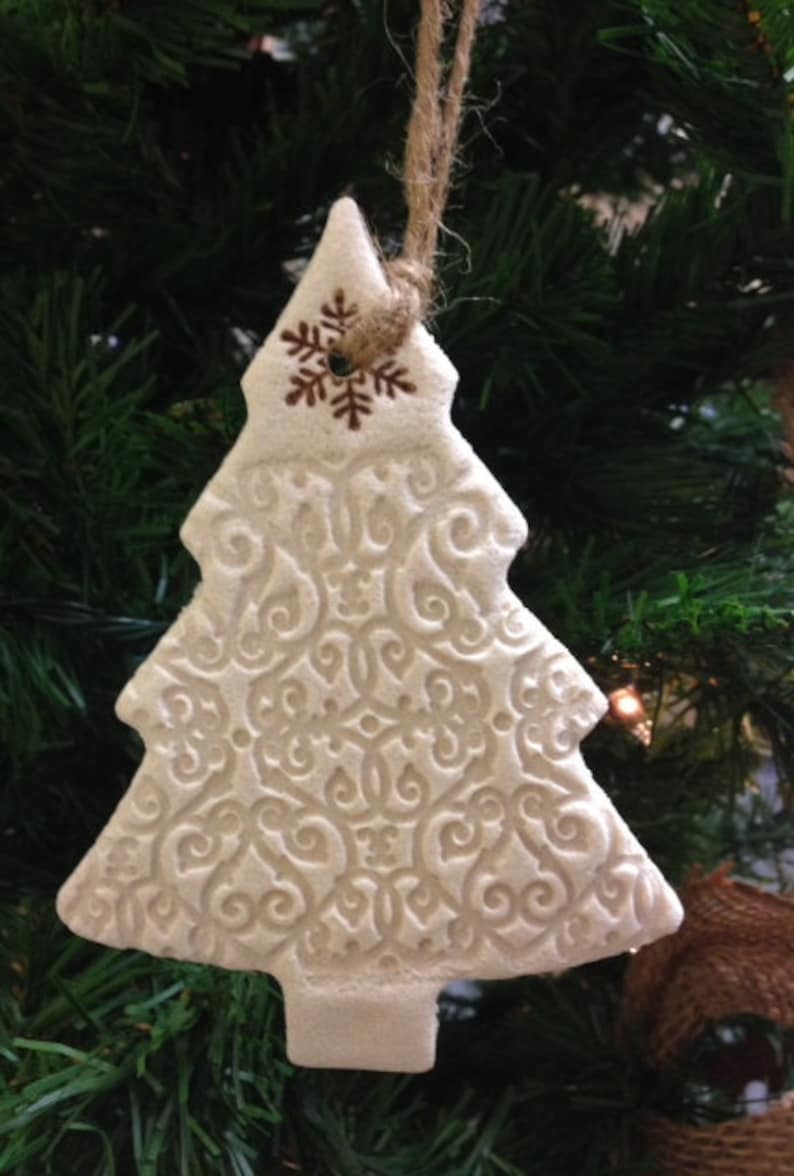 Rustic Salt Dough Christmas Tree Ornament Intricate | Etsy