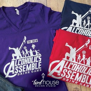 Avengers Assemble Shirt, Funny Epcot Food and Wine Graphic Tees, Matching Disney Drinks Group Tees, Drinking Shirts Alcoholics, Campus