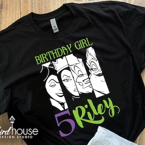 Disney Villains Personalized Birthday Shirt, Bad Girls, Any Age, Name or Colors, Maleficent, Ursula, Evil Queen