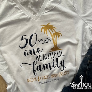 Anniversary One Beautiful Family Cruise Group Shirt, Palm Tree, Personalized Matching Tees, Custom Any year 50, 40, 30, 25, 20 Family trip