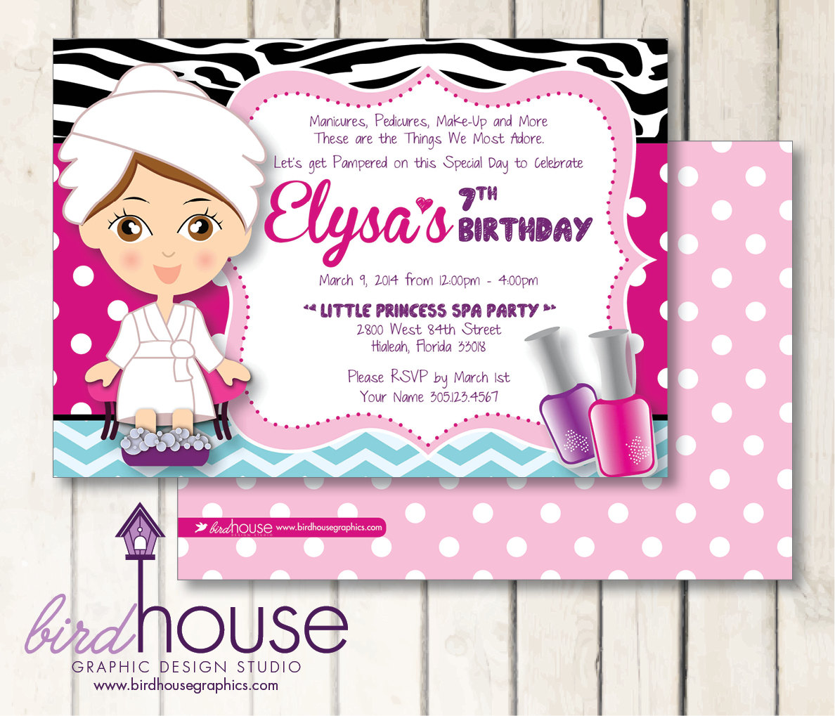 Personalize Digital Girls Spa Day Birthday Party Invitation pic picture