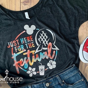 Just here for the Festival Shirt, Cute Floral Foil Print perfect for Epcot Flower & Garden Festival, Matching Disney group tees