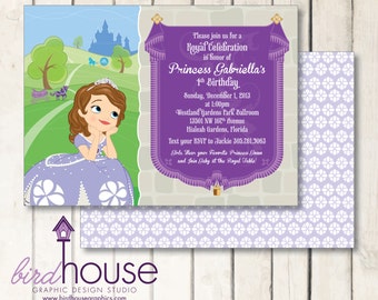 Sofia the first Birthday Invitation, Cute Princess Digital Party Invite