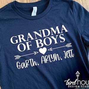 Grandma of Boys, Personalized, Mom, I Love my Grandsons Shirt, Cute Tee, Any Color, Customize, Mothers Day Gift