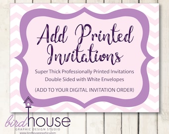 Professionally Printed Invitations with Envelopes Add on Printing Print