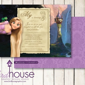 Rapunzel Birthday Invitation Printable, Cute Princess Digital Party Invite, Tangled