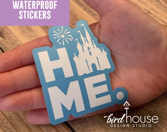 Disney Castle Home Fireworks, Waterproof Sticker, Water Bottles, Laptop