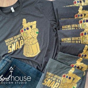 Thanos Making Drinks Disappear in a Snap Shirt, Avengers Campus Matching Group Shirts, Disney Drinks, Funny Epcot Food & wine Tee, Adventure