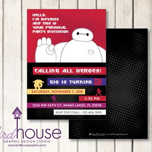 Baymax Big Hero 6 Einladung, süße digitale Party einladen, Geburtstag, Jungen-Party