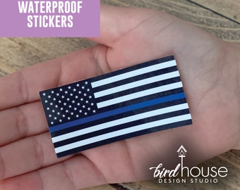 Police Blue Line Matters, American Flag Waterproof Sticker, Water Bottles, Laptop